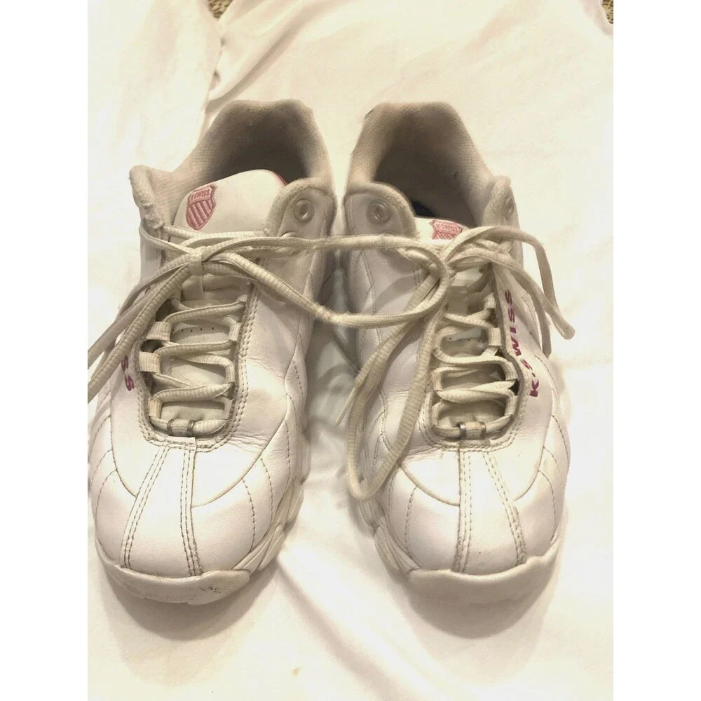 K-Swiss ST329 CMF Chunky White Pink Leather Platform Sneakers Shoes 7.5